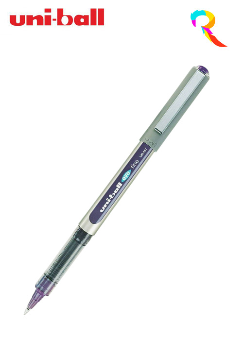 Stylo roller Uniball Eye UB 157 - pointe métal fine encre liquide violet  pas cher