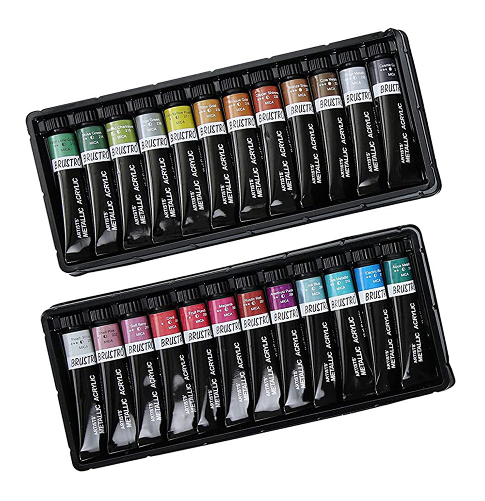 Brustro Artists’ Metallic Acrylic Colours 12ml X 24 Shades ...