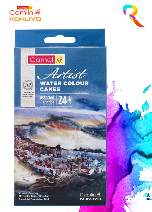 Camel Artist Water Colour Cake Set 18 Colors Box for professional Watercolor  Painting