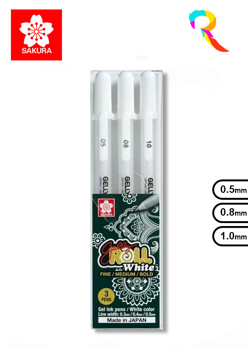 3pcs Japan Sakura Gelly Roll White Pens Highlighters Art Marker